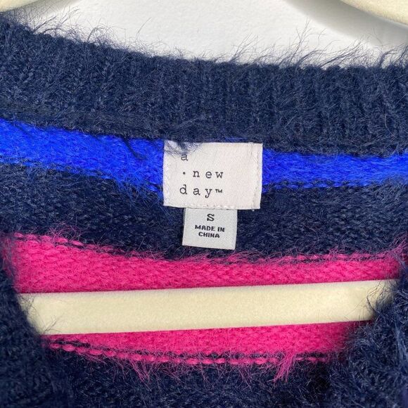 A NEW DAY Multi-coloured Striped Fuzzy Sweater | Size: S - Picture 3 of 4